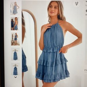 Lulus Light Blue Ruffled Halter Mini Dress